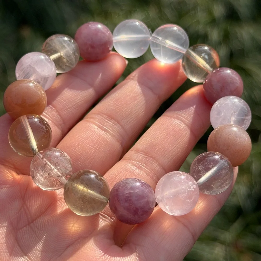 13.5mm‎ stretchable multi stone crystal bracelet 1070